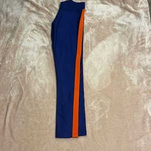 Blue with orange stripe leggings